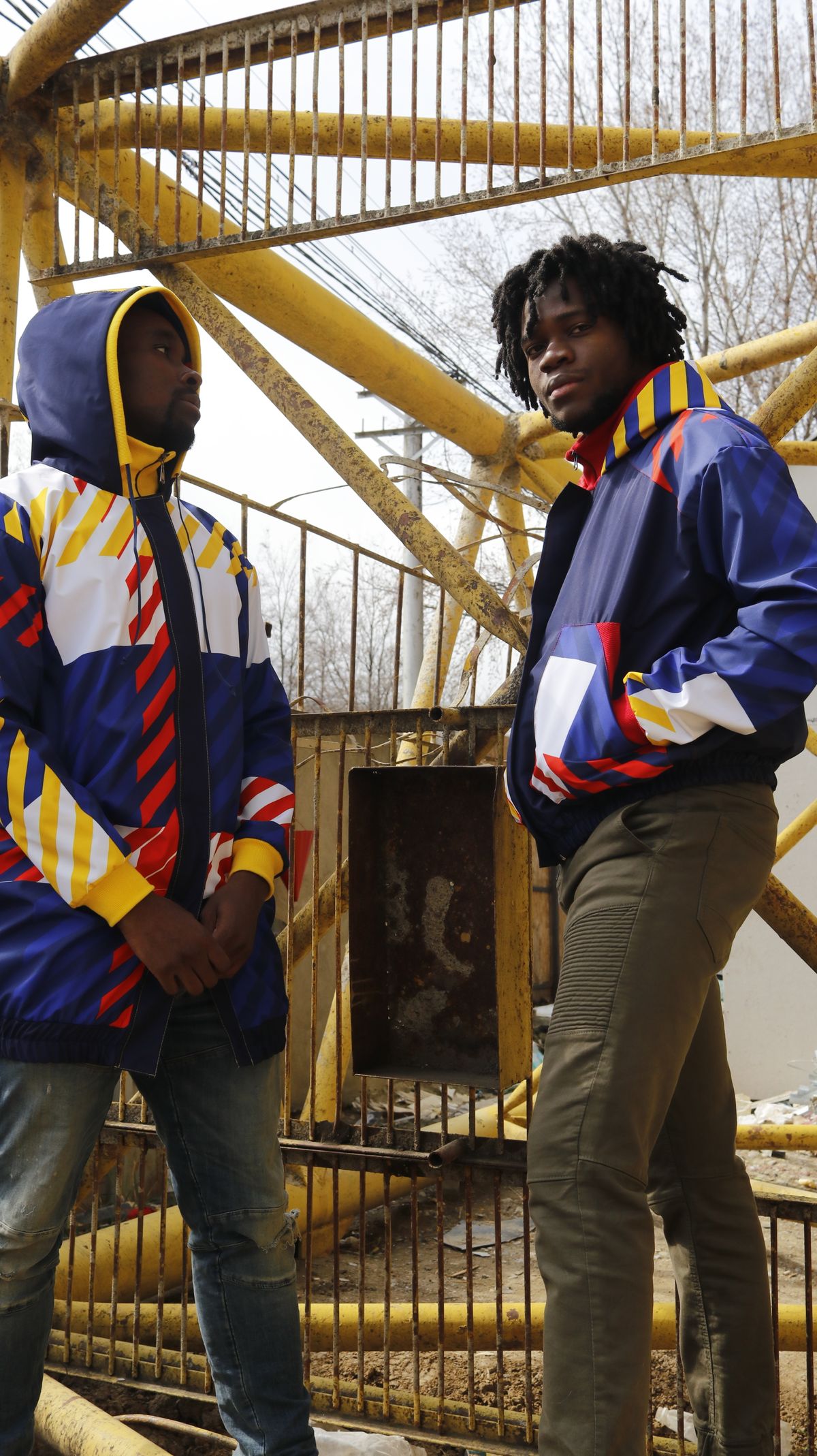 Men wearing colorful jackets